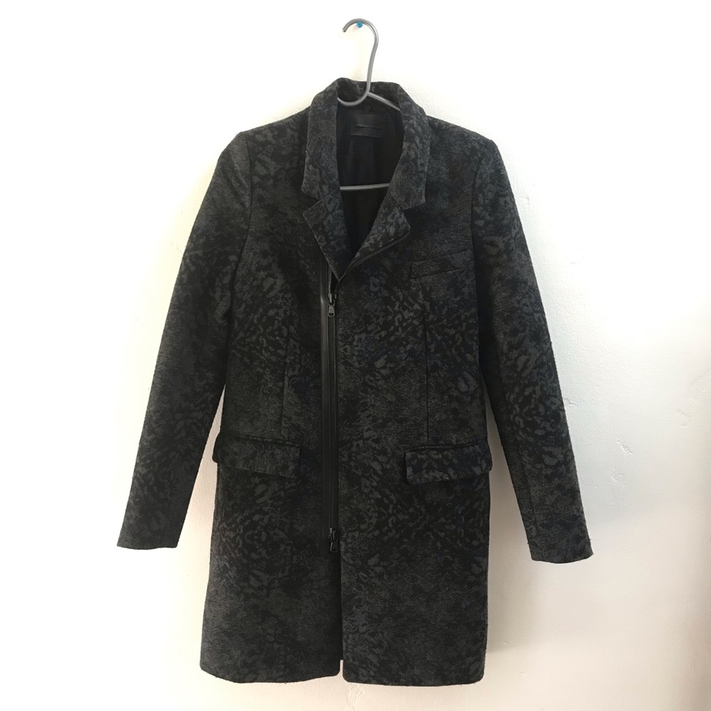 Diesel Black Gold Patterned Pea Coat - Black and Gray